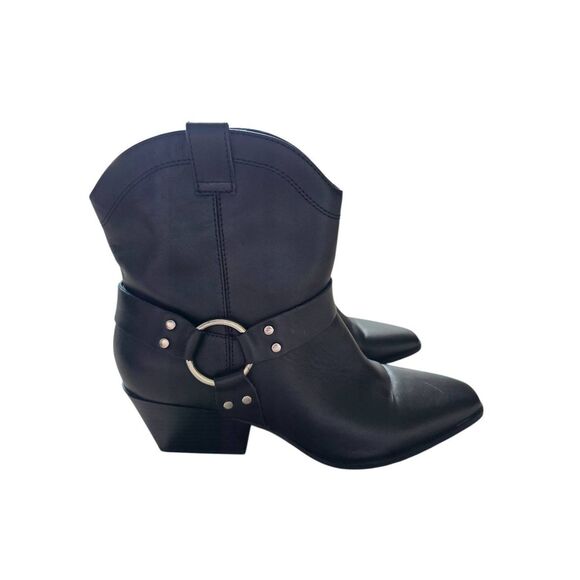 Open Edit Enzo Boots Western Style Black Size 9 Block Heel - Picture 2 of 8